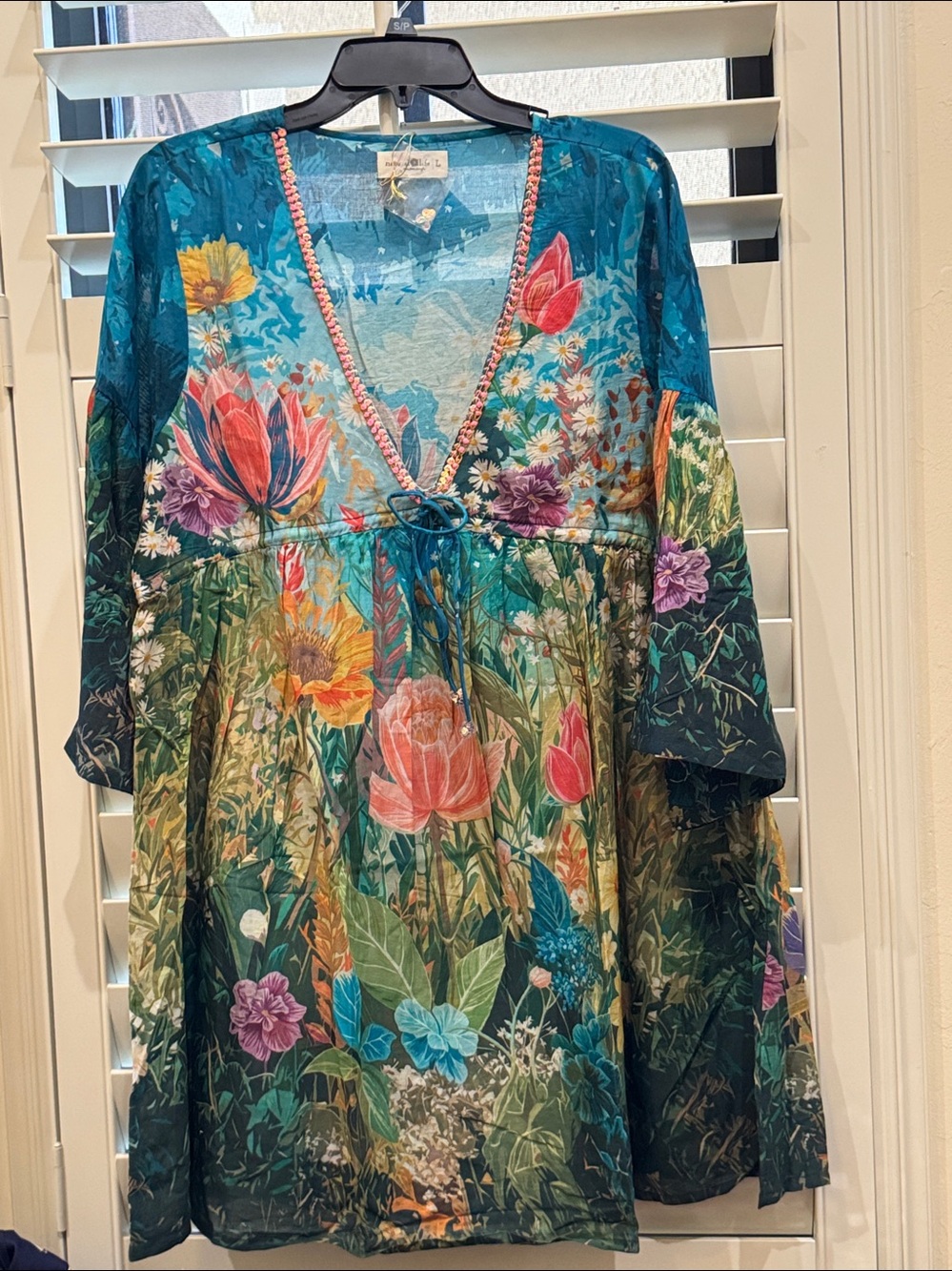 NATURAL LIFE Blue Multi Floral V-Neck Mini Dress - Picture 5 of 7